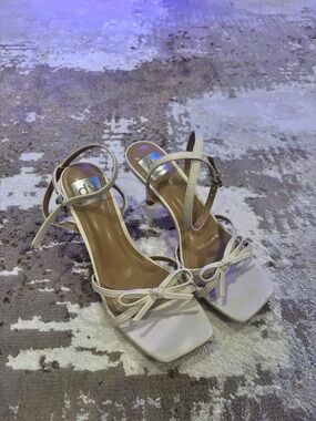 Dolce Vita Cream Strappy Bow Heel Sandals